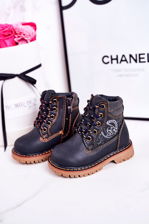 Дитячі утеплені чоботи на гумовій підошві Темно-сині Bobby