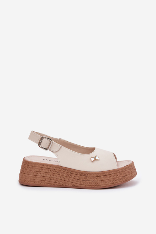 Жіночі Шкіряні Сандалі На Платформі Vinceza 41476 Бежеві