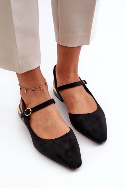 Жіночі балетки на низькому каблуці з відкритою спиною Sergio Leone SK831 Black