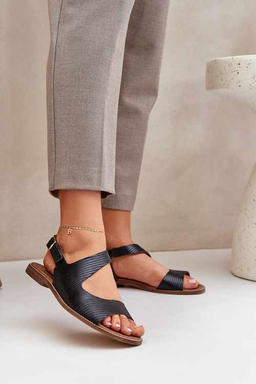 Шкіряні Сандалі На Пряжці З Тисненням Lewski 3041 Чорні