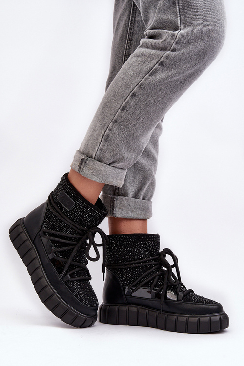 Декоровані хутряні зимові черевики GOE MM2N4080 чорні