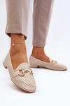 Жіночі мокасини на плоскій підошві з бежевим декором Iluvana