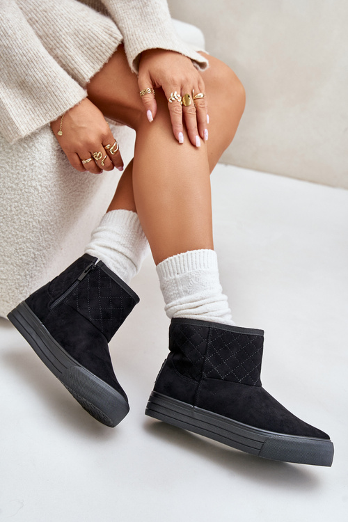 Снігові черевики на блискавці, утеплені хутром Big Star OO274A522 Чорні