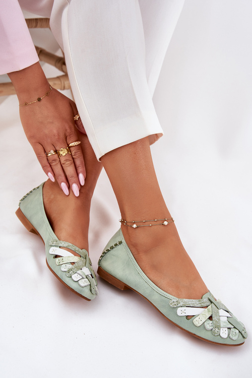 Жіночі Шкіряні Балетки Maciejka 01358-50 М'ята