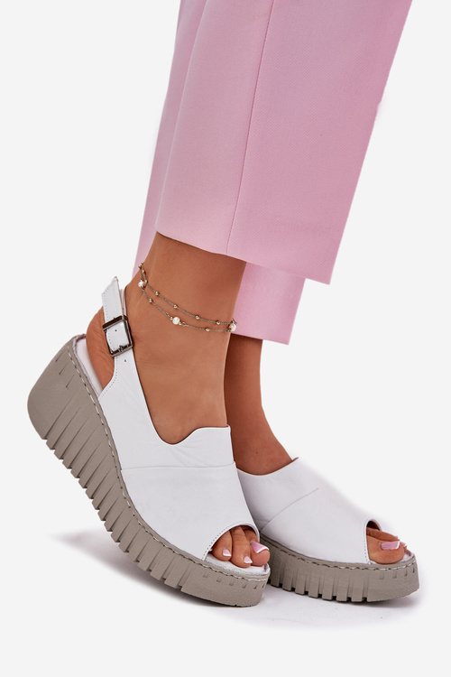 Жіночі Сандалі З Природної Шкіри На Каблуці Білі Artiker 54C0786