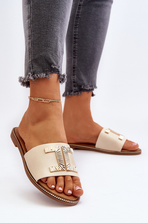 Жіночі тапочки з бежевим орнаментом Ollavia