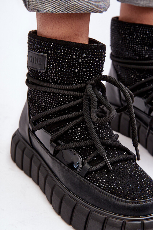 Декоровані хутряні зимові черевики GOE MM2N4080 чорні