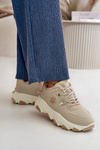Тепле жіноче спортивне взуття на шнурівці на платформі бежевого кольору Bialoa
