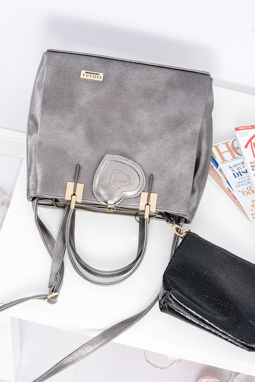 Велика срібна жіноча сумочка + саше + дзеркало ПОЛЬЩА