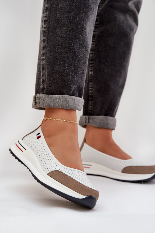 Шкіряні Балетні Черевики На Танкетці Білі Nelviera