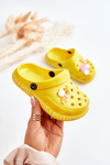Дитячі світлі тапочки Crocs з декором Yellow Bertis 