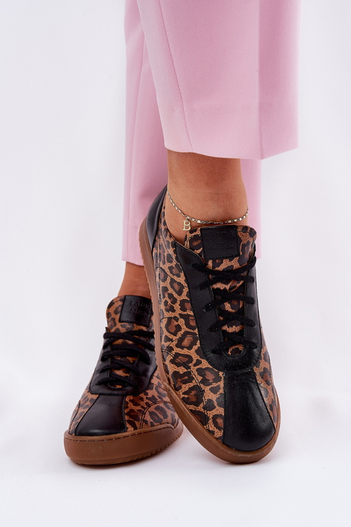 Жіноче Шкіряне Спортивне Взуття З Леопардовим Візерунком Laura 2935 Коричневе