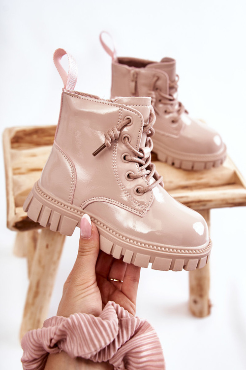 Лаковані теплі чоботи світло-бежеві Heidi