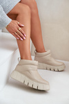 Zazoo 60470 Шкіряні чоботи утеплені вовною на платформі світло-бежеві