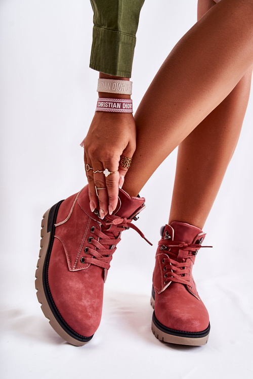 Шкіряні черевики на платформі Red Ressa