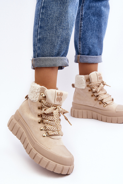 Черевики Trappers на підкладці на товстій підошві Ralotta Light Beige