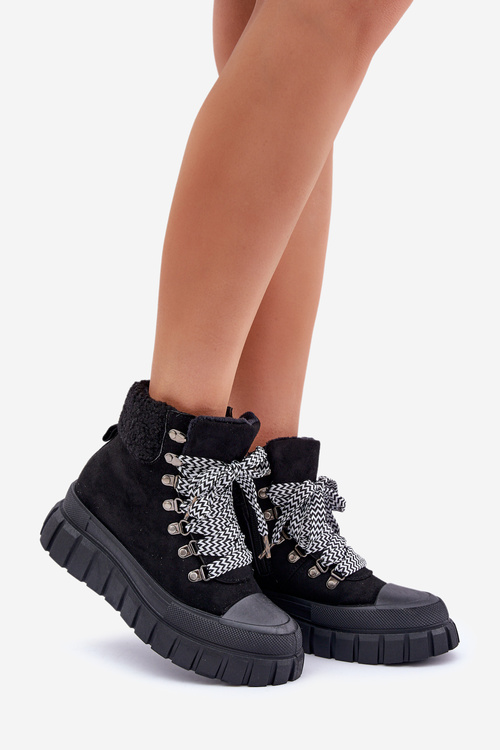 Жіночі Утеплені Чоботи На Платформі Чорні Alcyhen
