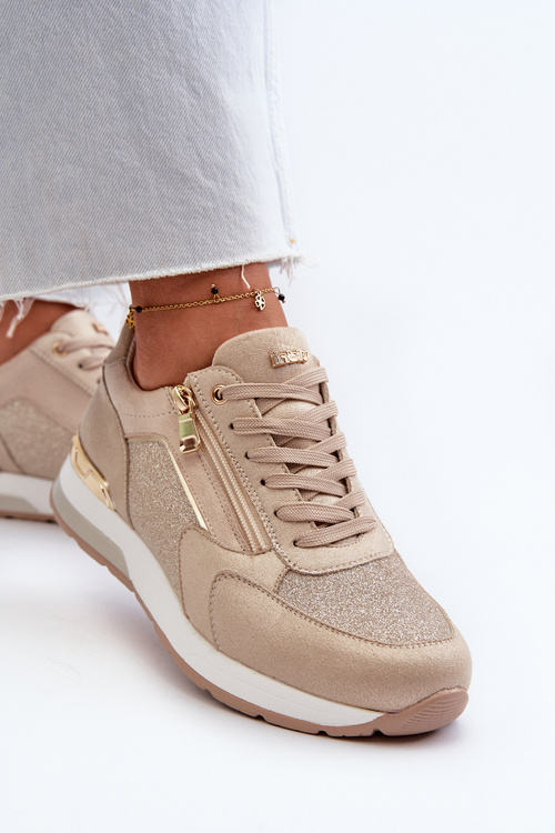 Жіночі кросівки з паєтками і блискавкою INBLU IN000365 Бежеві