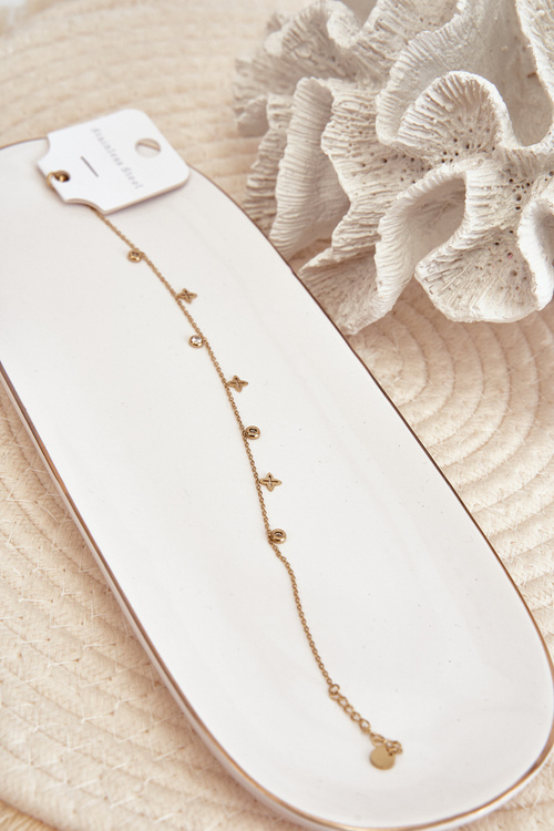 Браслет на щиколотку із золотими сердечками