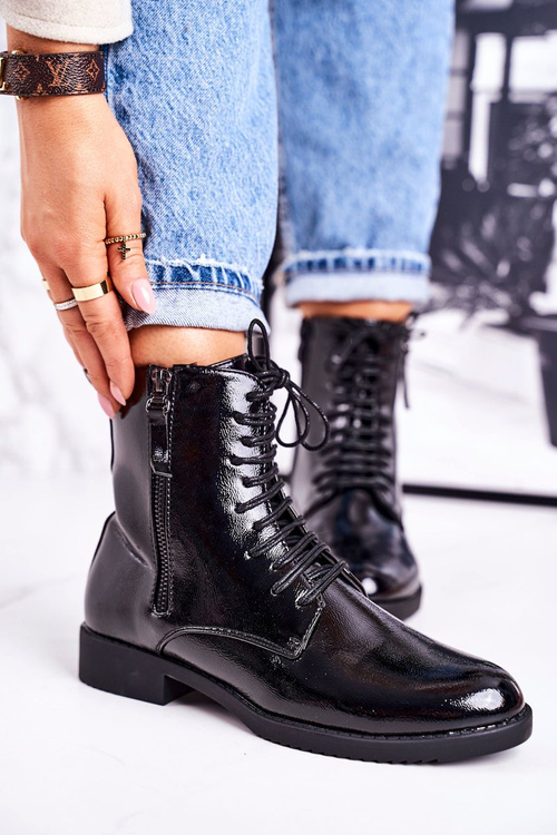 Класичні жіночі утеплені чоботи Shiny Black Simplicity