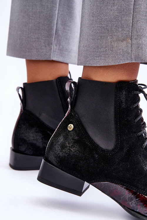 Шкіряні ботильйони на підборах Maciejka 06200-08 Чорні