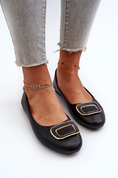 Чорні балерини з екошкіри з декором Enicoria