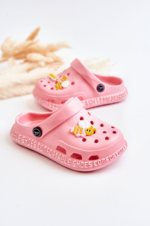 Дитячі світлі тапочки Crocs з декором Pink Bertis