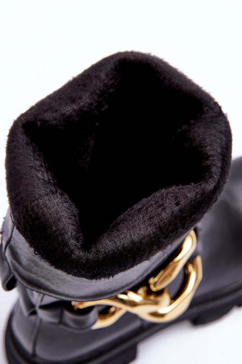 Шкіряні ботильйони на плоскому каблуці Чорні Diominna