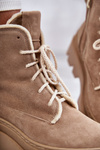 Замшеві теплі чоботи на шнурівці Бежеві Elisabeth