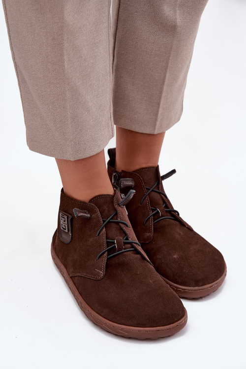 Замшеві жіночі мокасини Barefoot з оздобленням Zazoo 30072 шоколадні