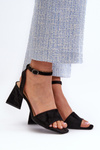 Жіночі Сандалі На Підборах З Еко Замші Чорні Vinceza 17328