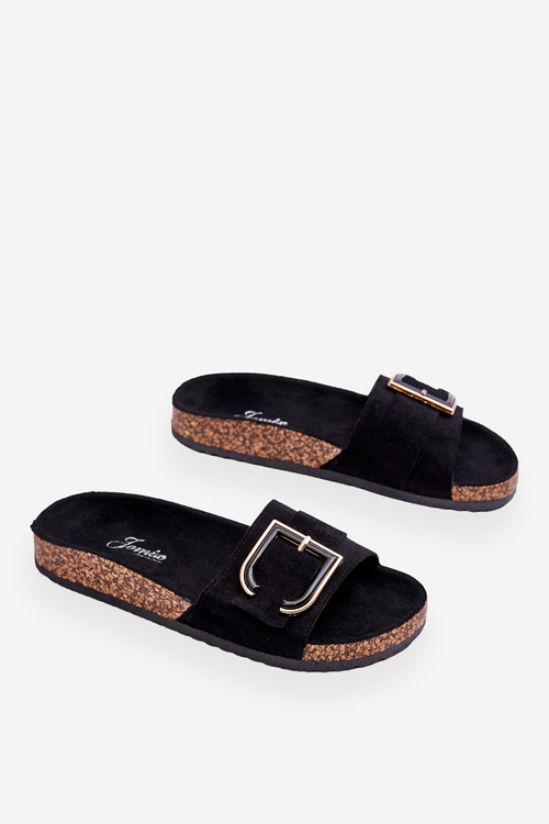 Жіночі замшеві тапочки на платформі чорні Festil