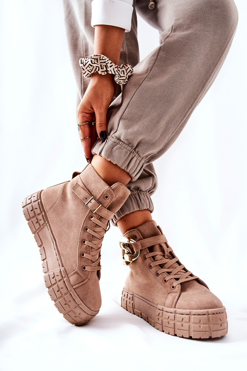 Високі кросівки на платформі Темно-бежеві Evenia