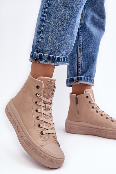 Жіночі кросівки на блискавці з підкладкою, бежеві Big Star MM274022