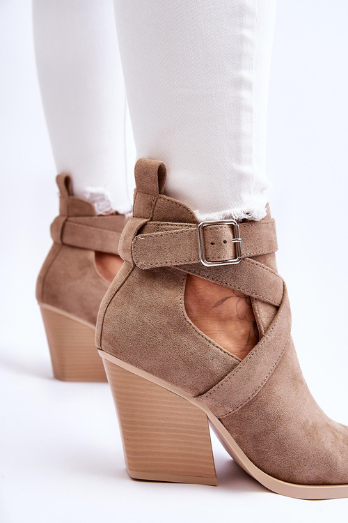 Жіночі замшеві ковбойські чоботи темно-бежеві Dennise