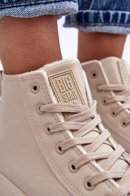 Жіночі стьобані кросівки на блискавці світло-бежеві Big Star MM274018