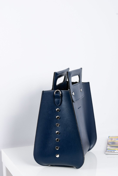 Велика жіноча темно-синя сумочка на заклепках