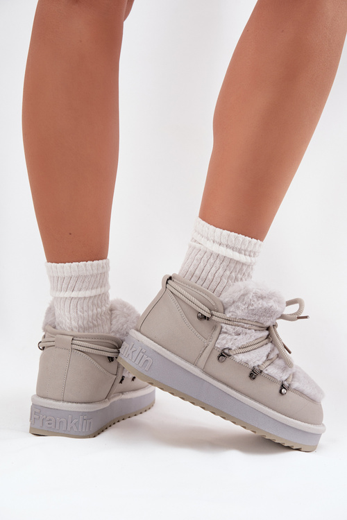Низькі снігові чоботи на платформі з хутром D.Franklin DFSH370011 Світло-сірі