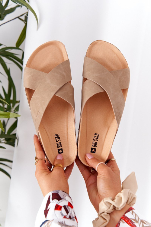 Шкіряні профільовані тапочки Big Star HH274593 Beige