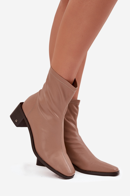 Жіночі ботильйони на підборах Vinceza 23-10791 Бежеві