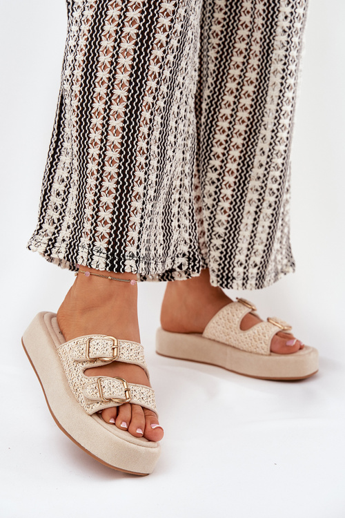 Жіночі Сандалі На Платформі З Пряжками І Плетінням Бежеві Limme