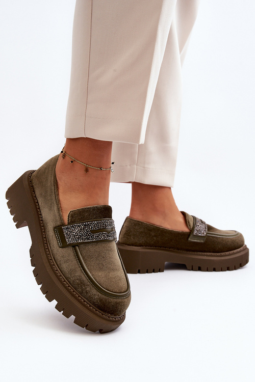 Жіночі оксамитові мокасини з декором Темно-зелена Вендреда