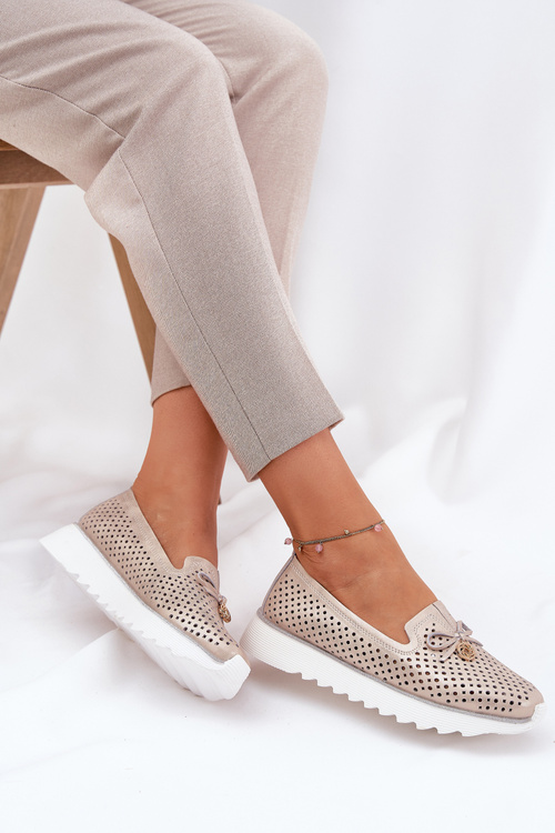 Жіночі Напівчеревики З Перфорацією З Натуральної Шкіри D&A LR51-631 Золоті