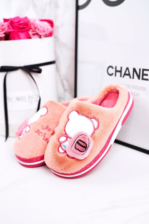Дитячі домашні тапочки з ведмедиком яскраво-рожевий Go To School