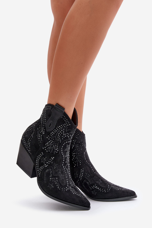 Прикрашені ковбойські ботильйони чорного кольору Kaivina