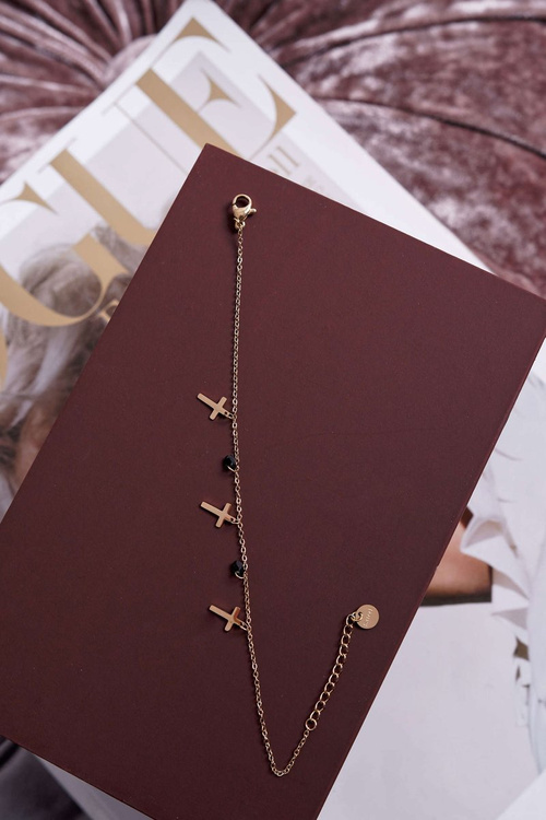 Жіночий знаменитий браслет із золота Три хрестики