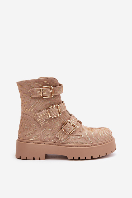 Теплі жіночі ботильйони з декором бежеві Ciascia