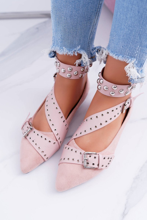 Лу Бу | Ballerina Ballerinas Stripes Rivets Powder Pink Esteria