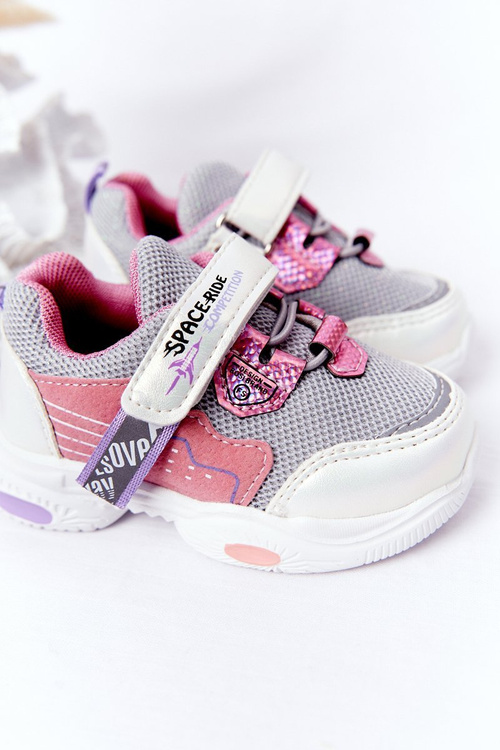 Дитяче спортивне взуття Кросівки біло-рожеві Space Ride