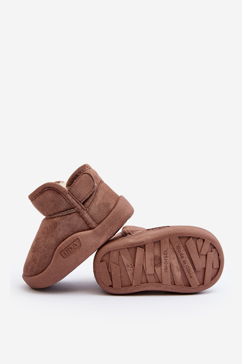 Дитячі утеплені снігові черевики з хутряною підкладкою коричневого кольору Benigna